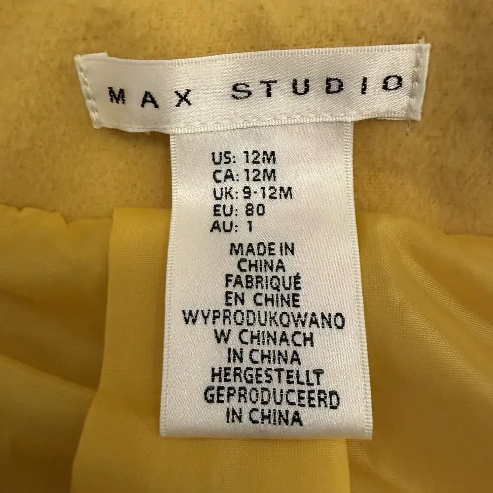 Max Studio Girls Pea Coat Yellow Size 12 Months Bell Sleeves With Bows